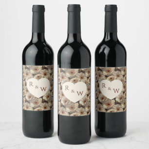 Fancy Anemones Garden Countryside Wedding Wine Label