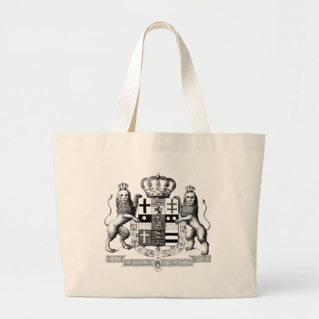 Fancy Antique Coat of Arms LionsTotebag Large Tote Bag (Front)
