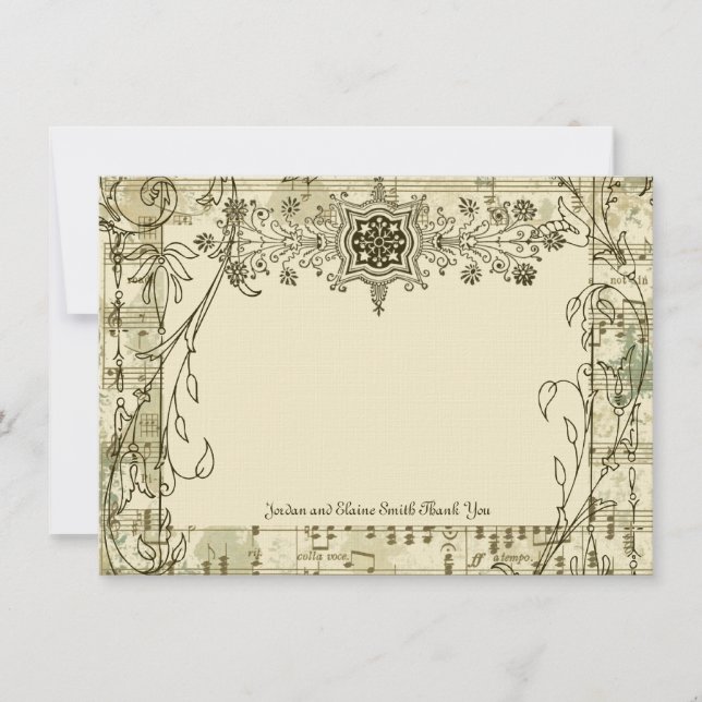 Fancy Antique Music Personalised Thank You Notes (Front)