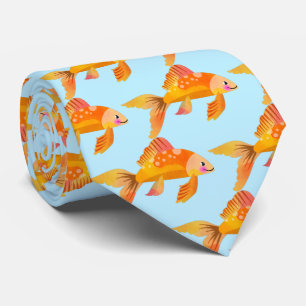 Fancy Aquarium Gold Fish Cartoon Tie