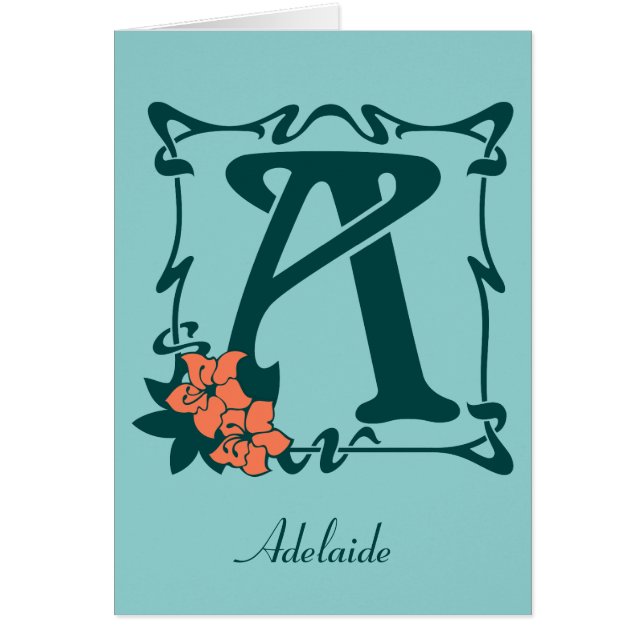 Fancy art nouveau letter A customisable template (Front)