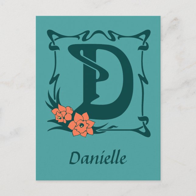 Fancy art nouveau letter D Postcard (Front)