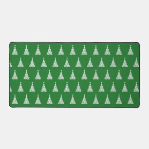 Fancy Artistic Christmas Pattern Holiday Green Desk Mat