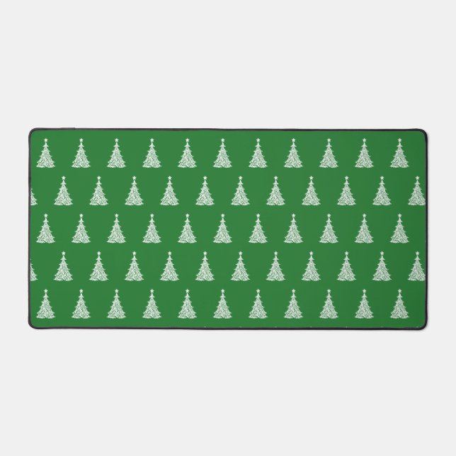 Fancy Artistic Christmas Pattern Holiday Green Desk Mat (Front)