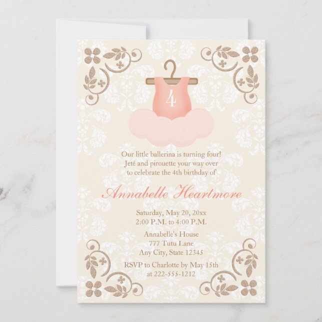 FANCY BALLERINA TUTU BIRTHDAY INVITATIONS (Front)
