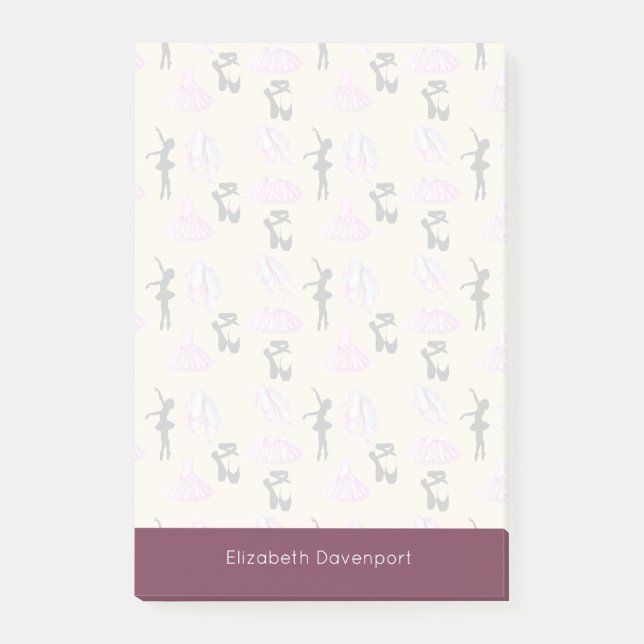Fancy Ballet Pattern Personalised Post-it Notes (Front)