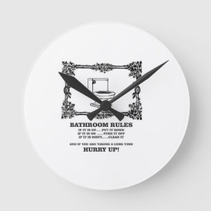 fancy bathroom rules round clock