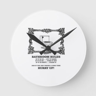 fancy bathroom rules round clock