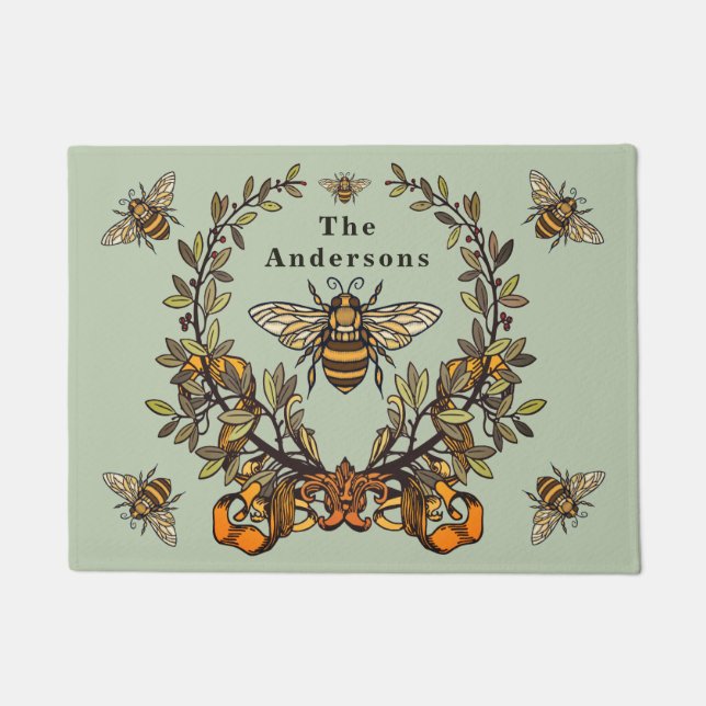 Fancy Bee Personalise Doormat (Front)