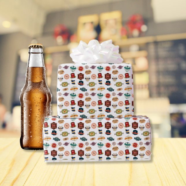 Fancy Beer Labels Collage Wrapping Paper (Creator Uploaded)