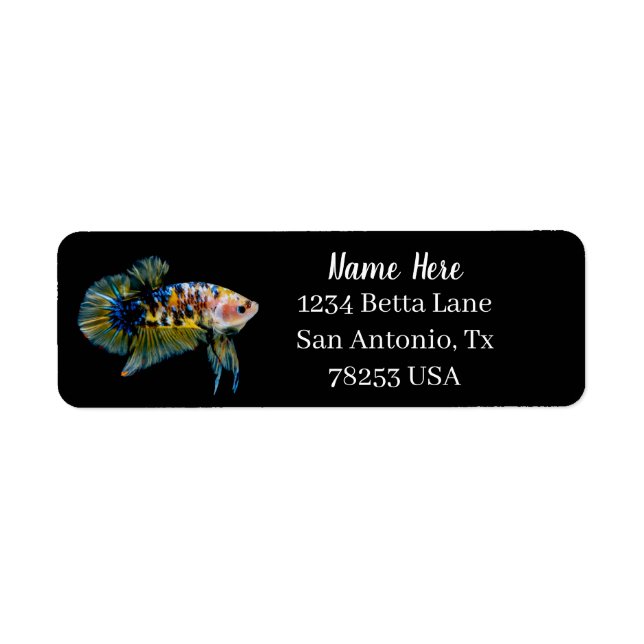 Fancy Betta Fighting Fish Return Address Label (Front)