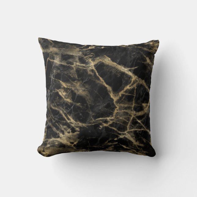 Fancy Black and Gold Marble Cushion (Front)