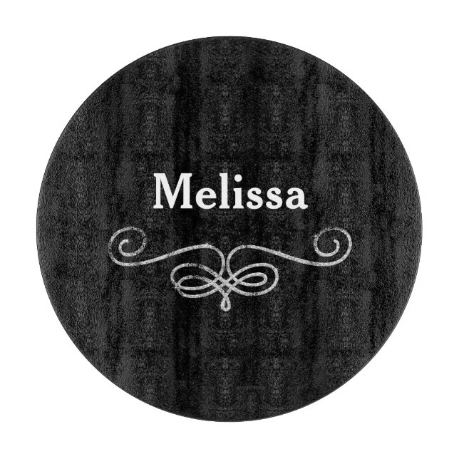 Fancy black and silver cutting board (Front)