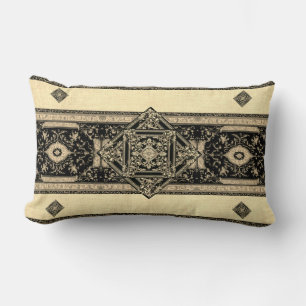 Fancy Black and Tan Throw Pillow