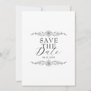 Fancy Black And White Botanical Old Money Wedding Save The Date