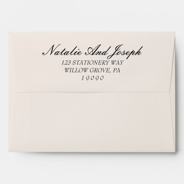 Fancy Black Cream Old Money Retro Wedding Envelope (Back (Top Flap))