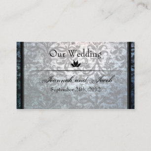 Fancy Black Damask Wedding Website Card