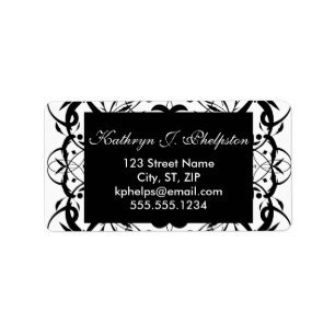 Fancy Black Flourish Personalised Address Label