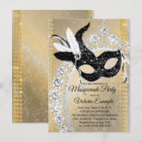 Fancy Black Gold Diamond Masquerade Birthday Party
