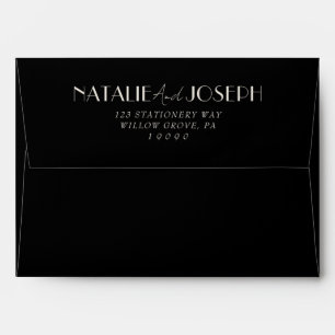 Fancy Black Ivory Old Money Retro Wedding Envelope