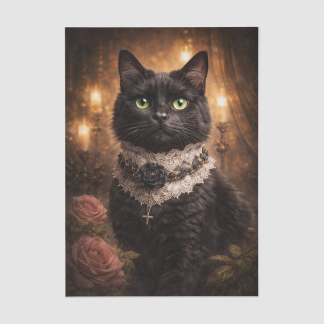 Fancy Black Kitty  Tissue Paper (Front)