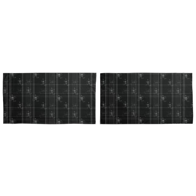 Fancy Black Plaid King Size Pillowcases set (Front-Set)
