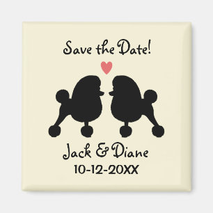 Fancy Black Toy Poodles Wedding Save the Date Magnet