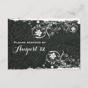 Fancy Black White Rustic Boat RSVP Card