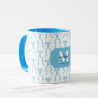 Fancy Blue Bow Monogrammed
