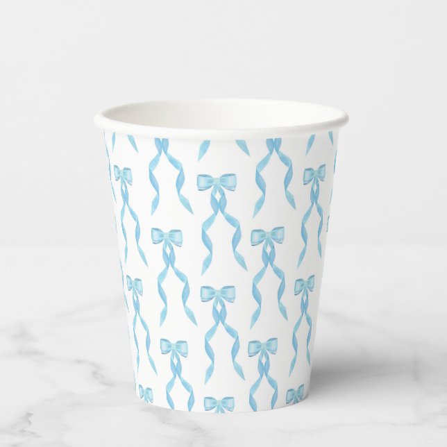 Fancy Blue Bow Pattern Paper Cups (Front)