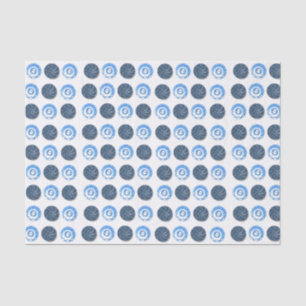 Fancy Blue Buttons White Tissue Paper