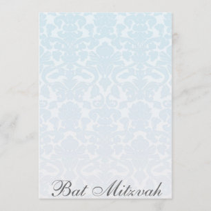 Fancy Blue Damask Bat Mitzvah Invitation