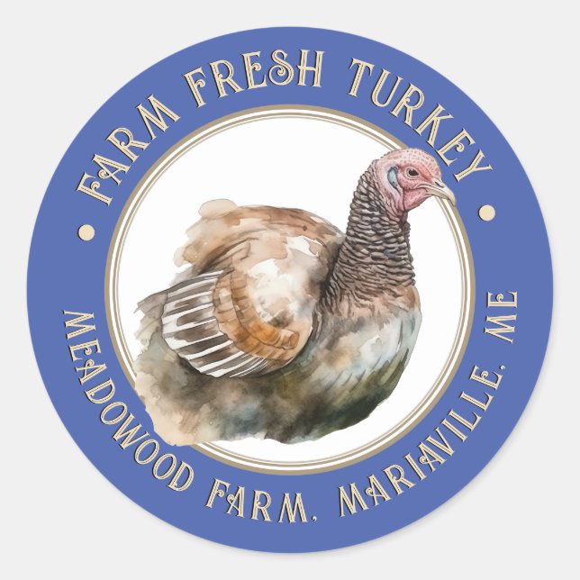 Fancy Blue Egg Carton Label Farm Fresh Eggs (Front)