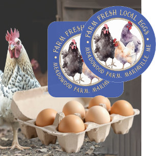 Fancy Blue Egg Carton Label Farm Fresh Eggs