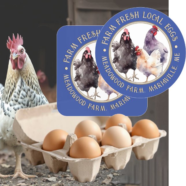 Fancy Blue Egg Carton Label Farm Fresh Eggs (Creator Uploaded)