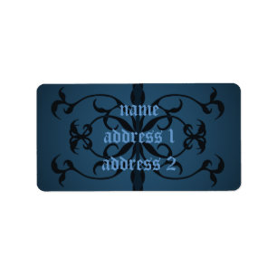 Fancy blue Gothic address or book labels