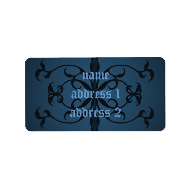 Fancy blue Gothic address or book labels (Front)