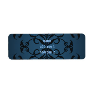 Fancy blue Gothic return address labels
