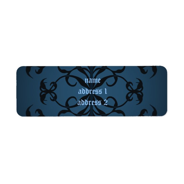 Fancy blue Gothic return address labels (Front)