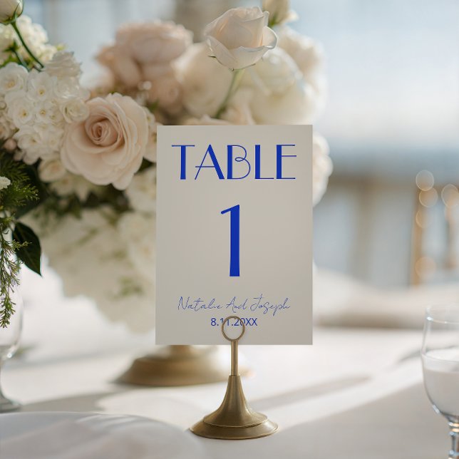  Fancy Blue Ivory Old Money Wedding Table Number (Creator Uploaded)