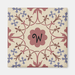 Fancy Blue & Mauve Monogram Magnet