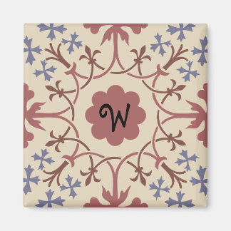 Fancy Blue & Mauve Monogram Magnet