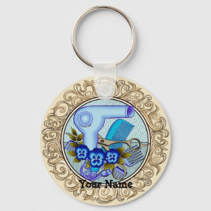 Fancy Blue Pansy Beautician  Key Ring