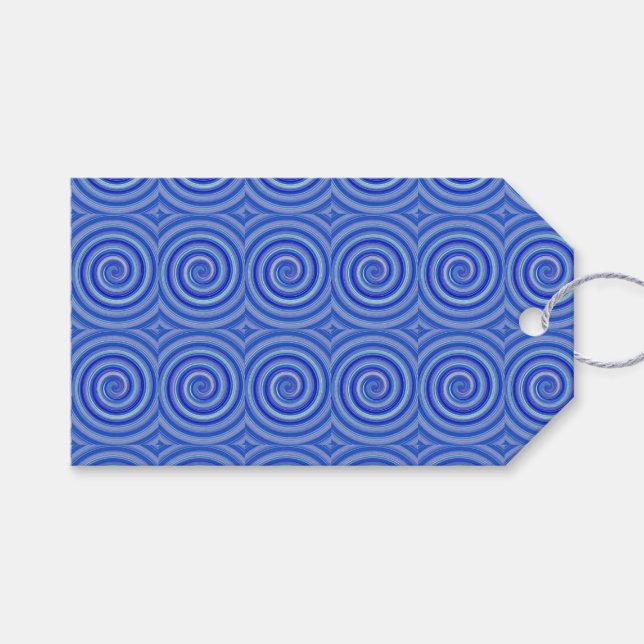Fancy Blue Spiral Gift Tags (Front (Horizontal))
