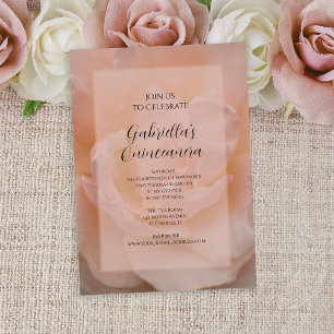 Fancy Blush Pink Rose Quinceanera Party  Invitation