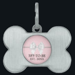 Fancy Blush Pink Tiffany Pet Sibling Baby Shower ID Tag<br><div class="desc">Fancy Blush Pink Tiffany Pet Sibling Baby Shower Pet ID Tag. Pamper the mother to be with a tiffany theme baby shower! Just personalise the text to create a chic, modern, retro baby shower for the mummy to be who has everything. The combination of elegant pink, white and black with...</div>