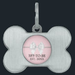 Fancy Blush Pink Tiffany Pet Sibling Baby Shower ID Tag<br><div class="desc">Fancy Blush Pink Tiffany Pet Sibling Baby Shower Pet ID Tag. Pamper the mother to be with a tiffany theme baby shower! Just personalise the text to create a chic, modern, retro baby shower for the mummy to be who has everything. The combination of elegant pink, white and black with...</div>