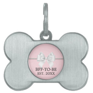 Fancy Blush Pink Tiffany Pet Sibling Baby Shower ID Tag
