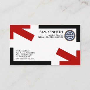 Fancy Bold Futuristic Red Arrows Logistic Director Business Card