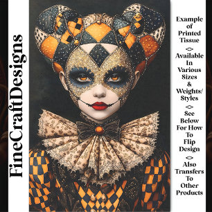 Fancy Bold Harlequin Mask Face Paint BU2 Decoupage Tissue Paper